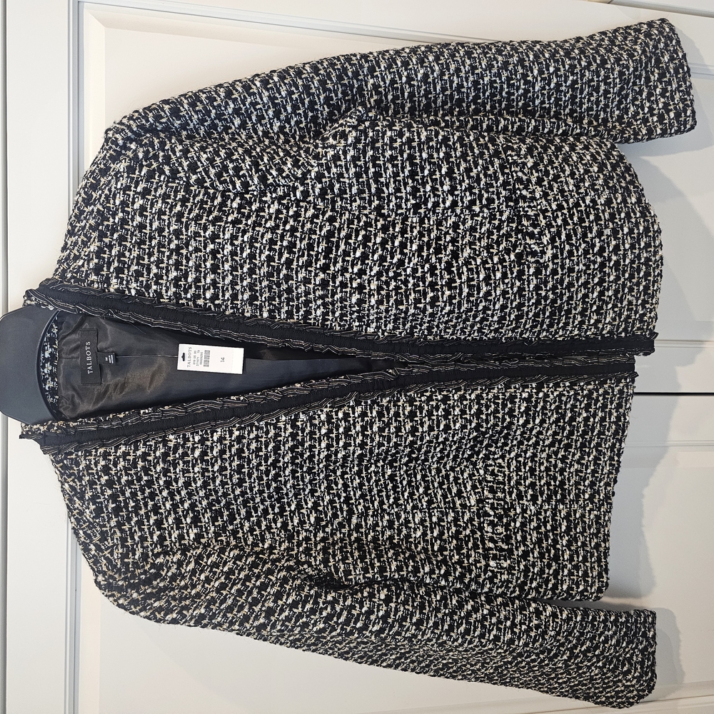 Talbots Black and White Tweed Blazer
